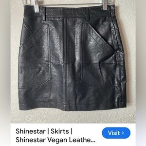Shinestar Black Textured vegan leather Mini Skirt